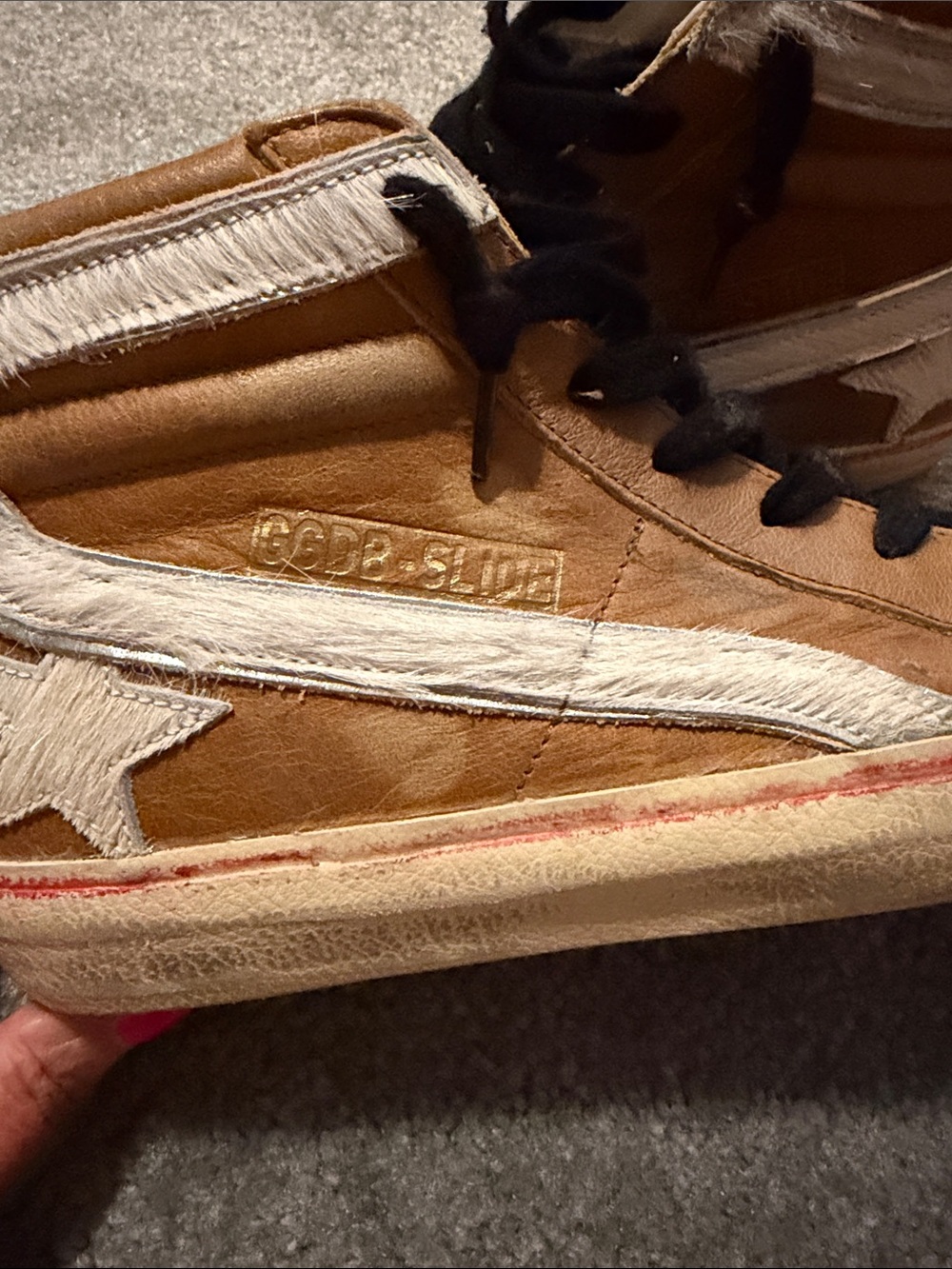 Golden Goose Leather Slide High-Top Sneakers with White Star Stripe AUTHENTIC - Picture 5 of 15